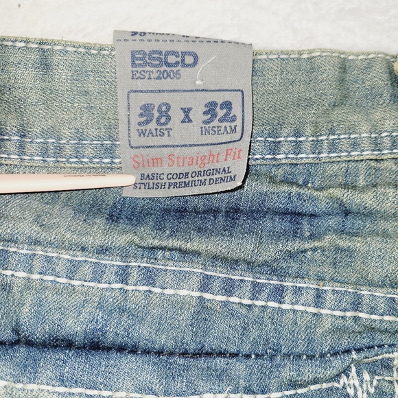 Basic Code Men's Grey Slim Straight Fit Size 36/34 Jeans - Picture 4 of 14